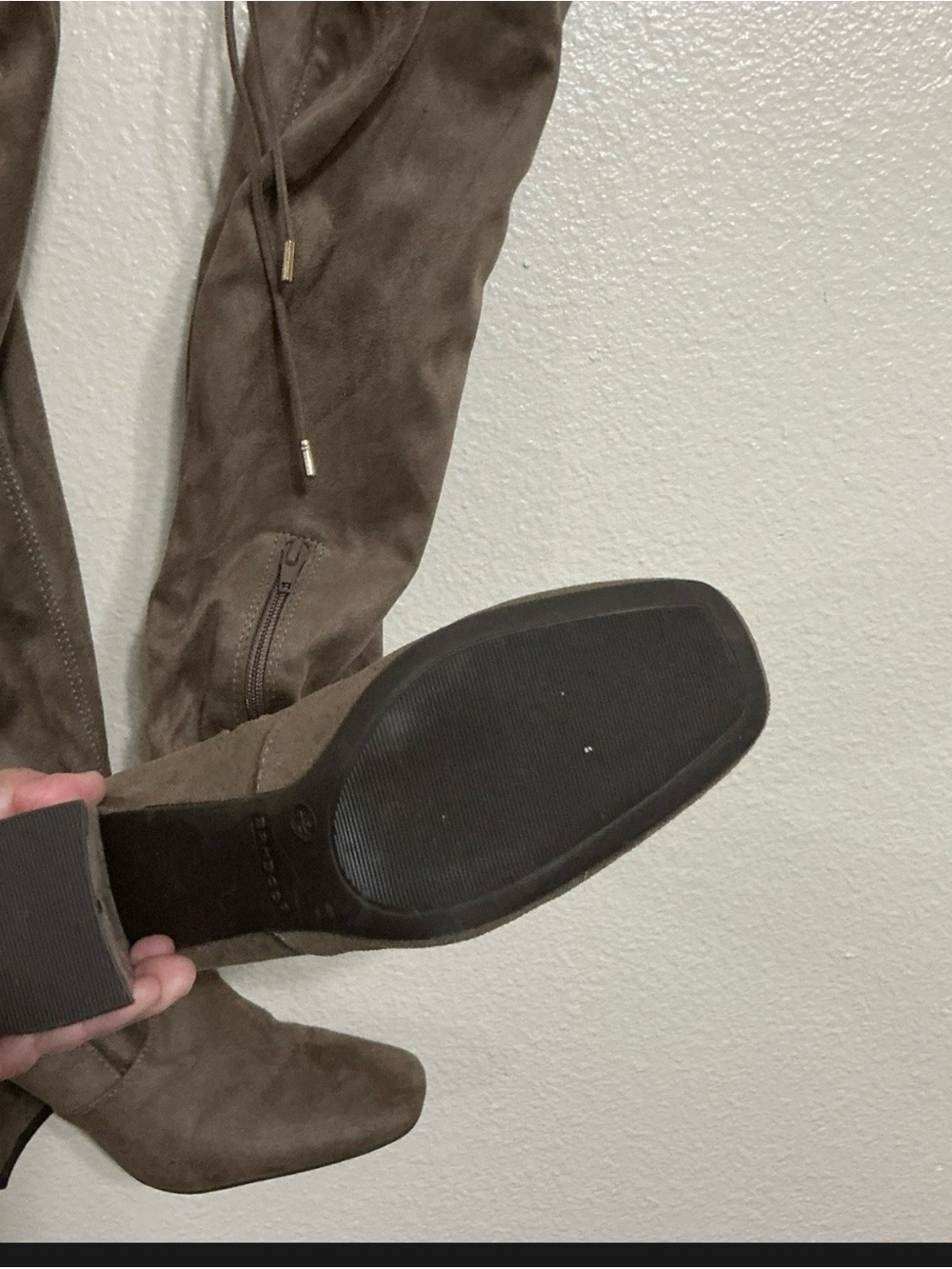 Over-the-Knee Taupe Suede Boots